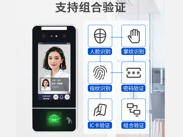 广州真地动态人脸掌纹指纹门禁机F88