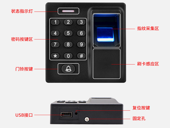 广州真地免软件指纹门禁机F2